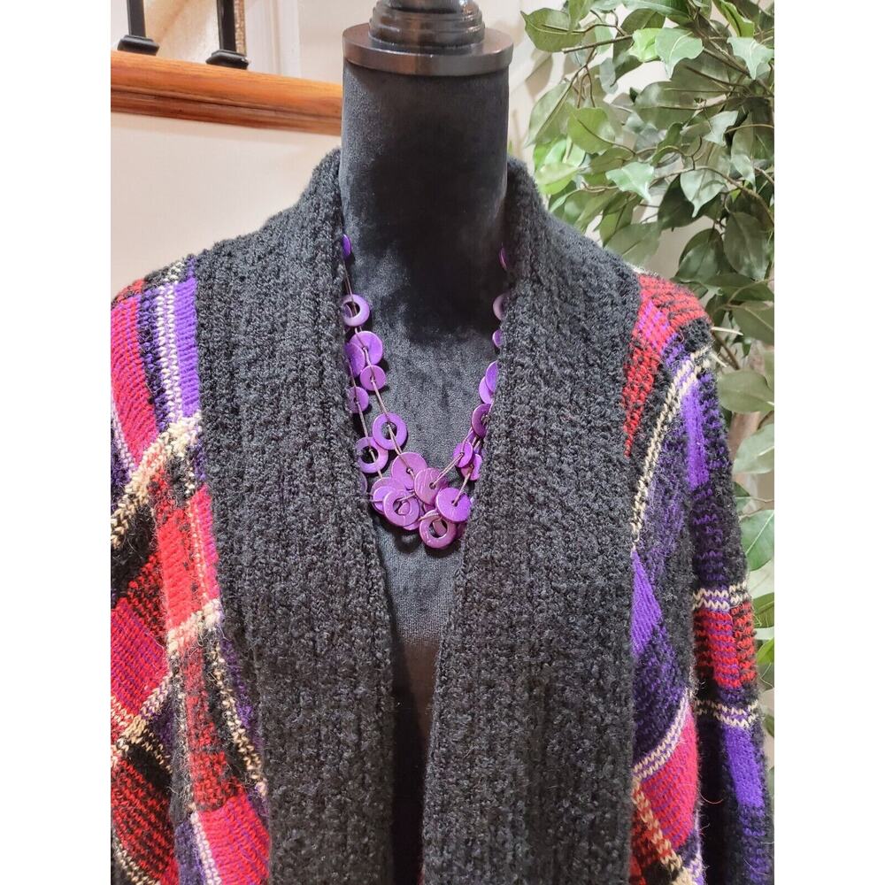 Lauren Ralph Lauren Women's Multi Plaid Acrylic Open Front Cardigan Sweater Sz L - Picture 14 of 15